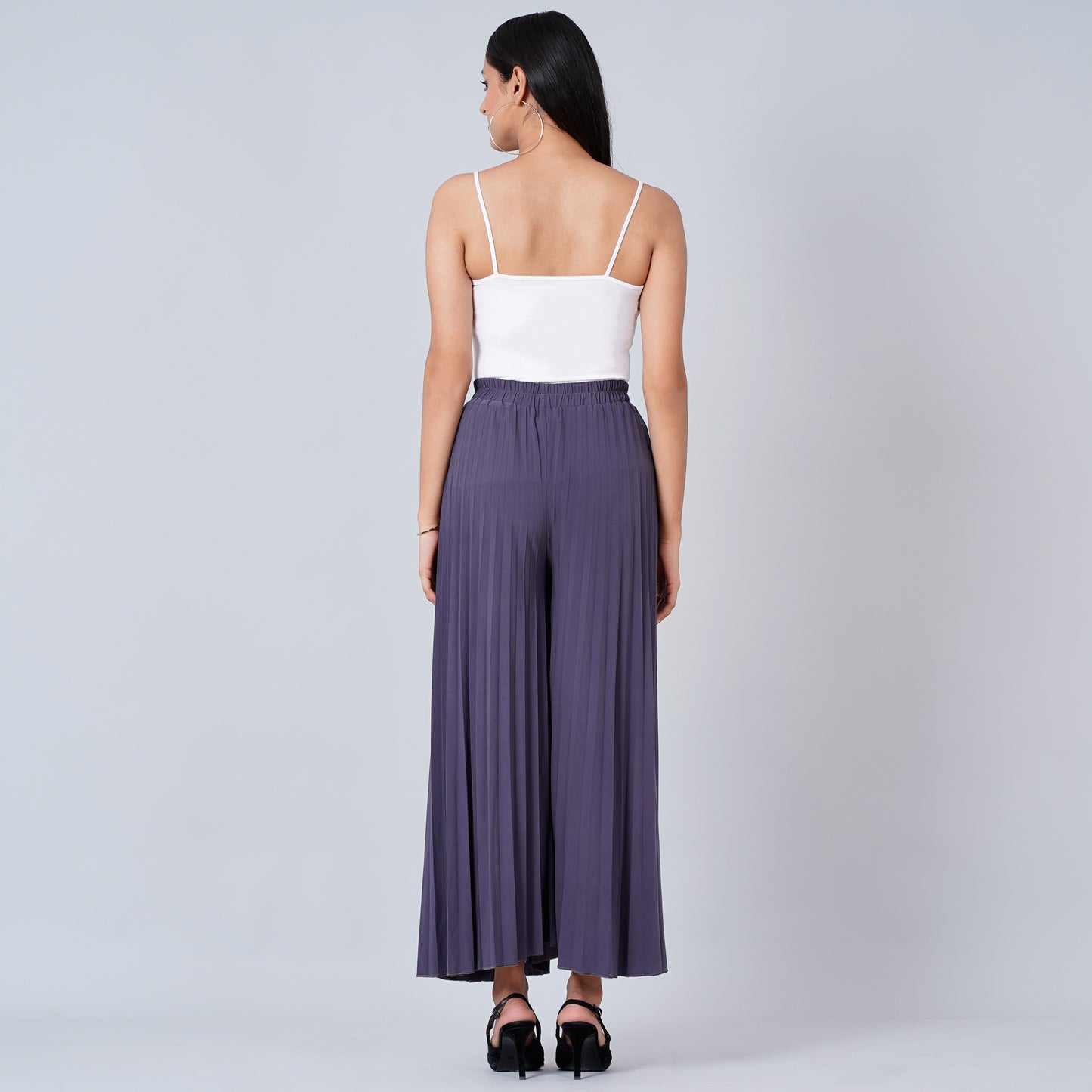 Grey Wide Leg Pleated Palazzo
