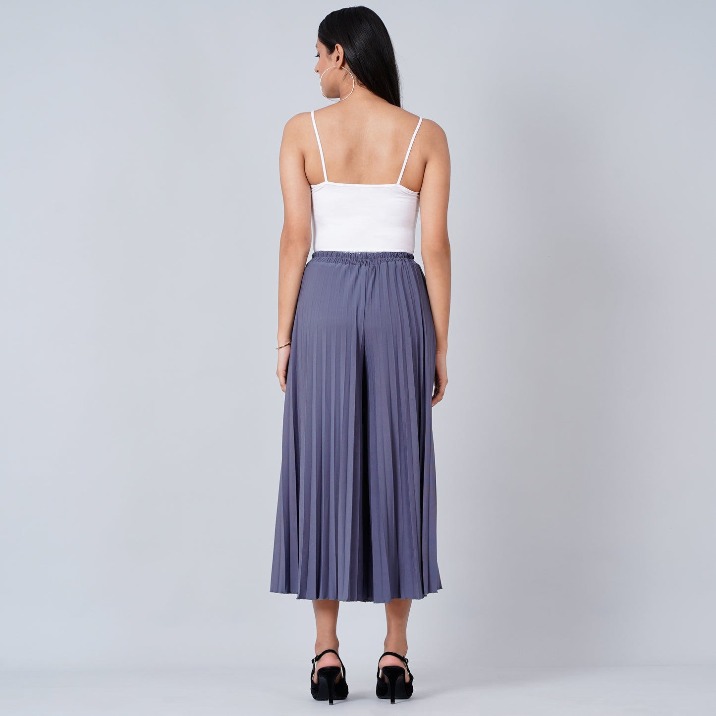 Light Grey Wide Leg Pleated Palazzo