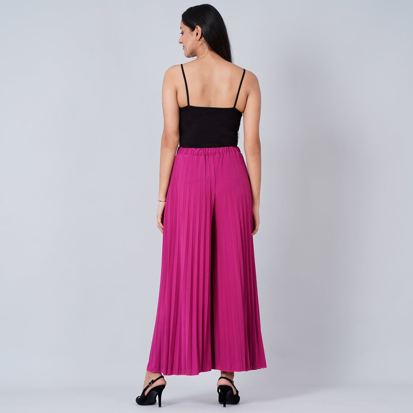 Magenta Pink Wide Leg Pleated Palazzo