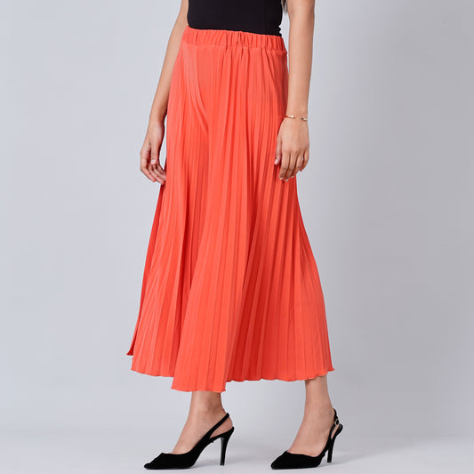 Orange Wide Leg Pleated Palazzo