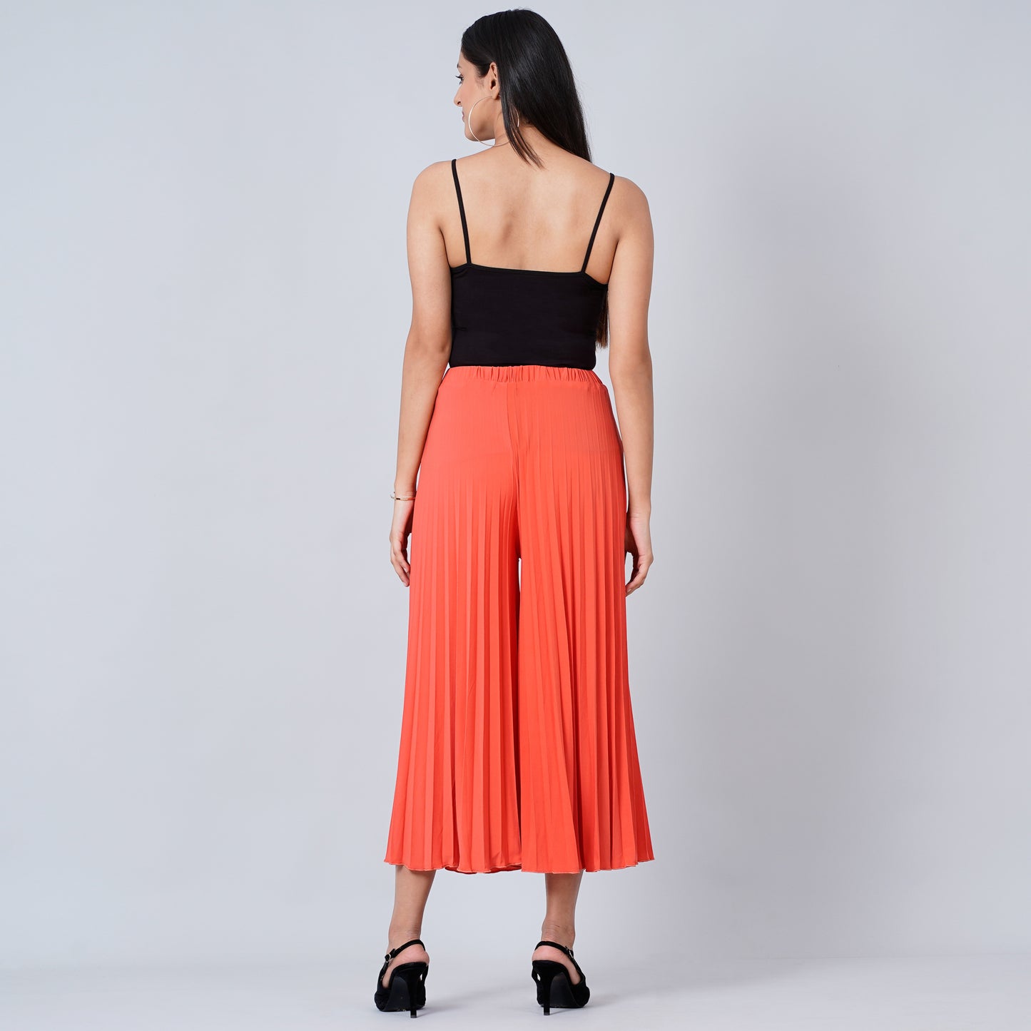 Orange Wide Leg Pleated Palazzo