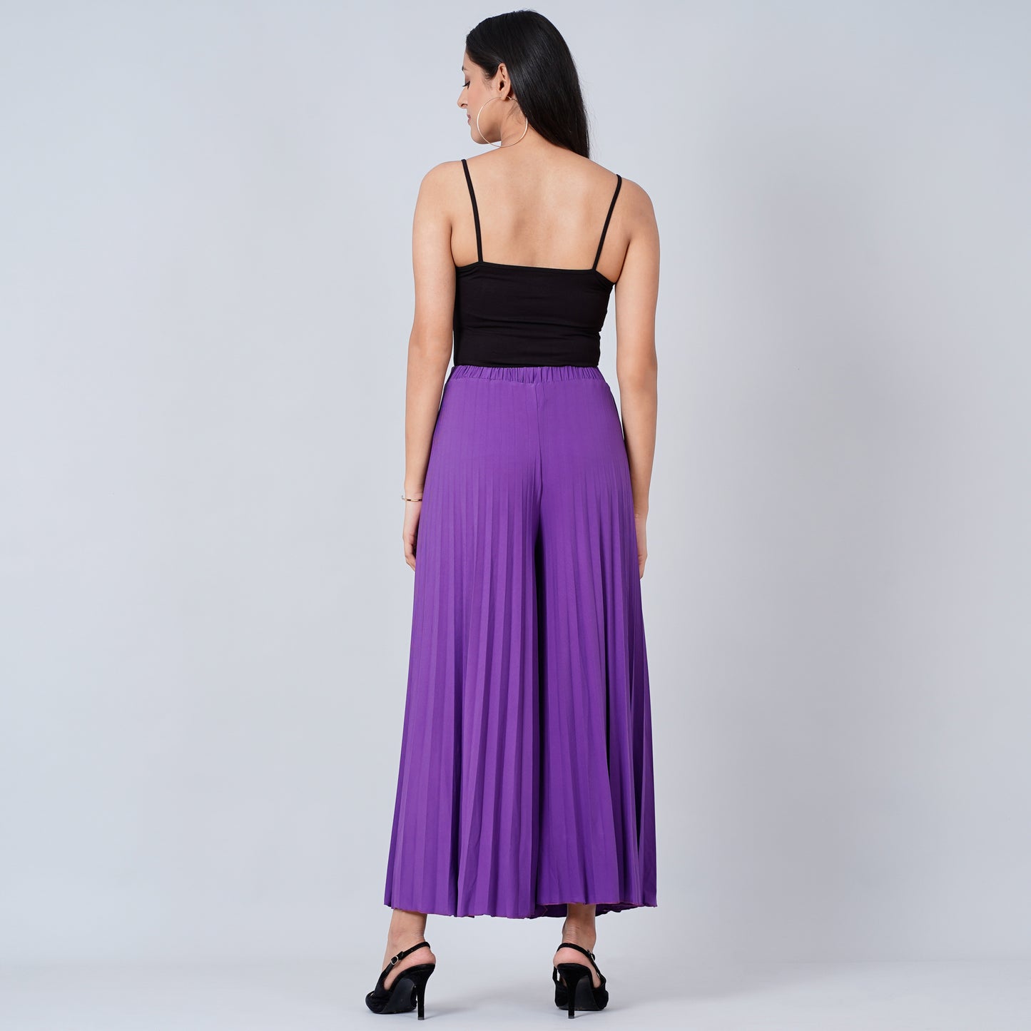 Purple Wide Leg Pleated Palazzo