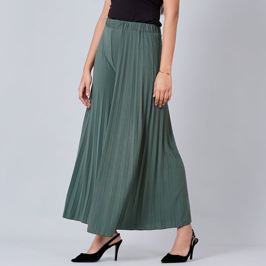 Sage Green Wide Leg Pleated Palazzo