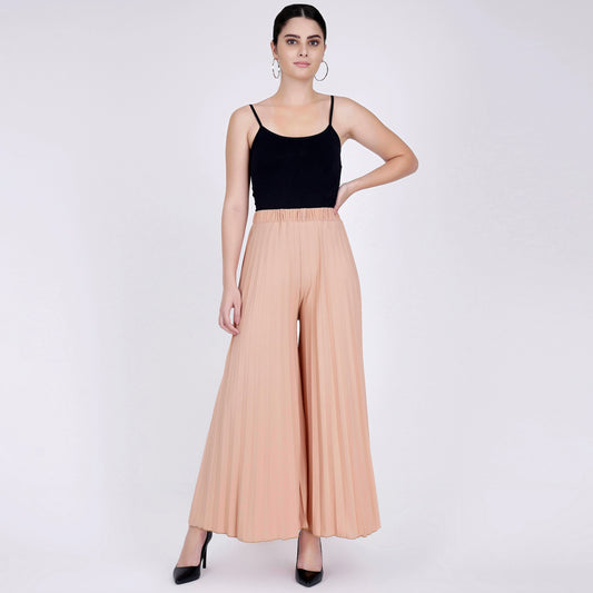 Sienna Brown Wide Leg Pleated Palazzo