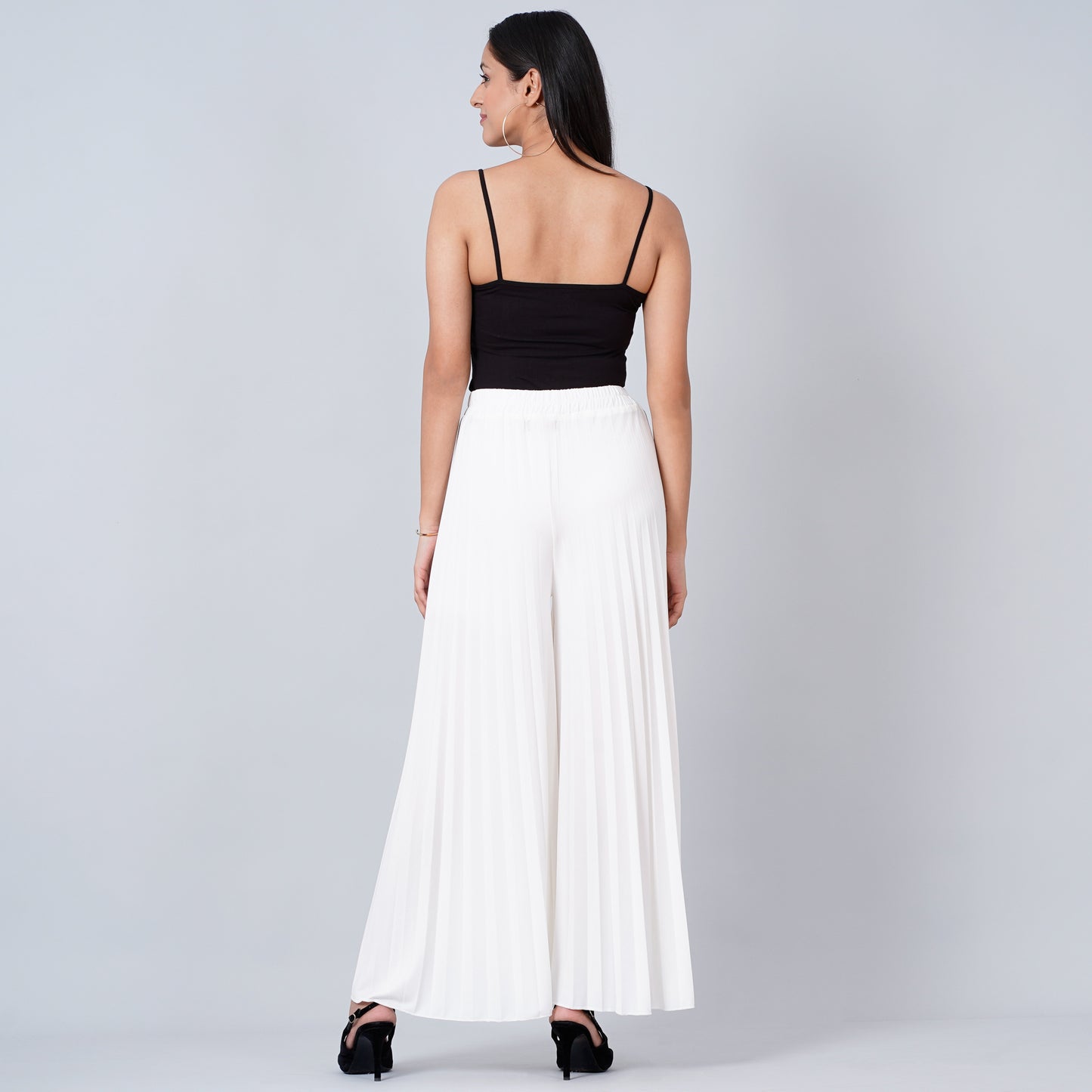 White Wide Leg Pleated Palazzo