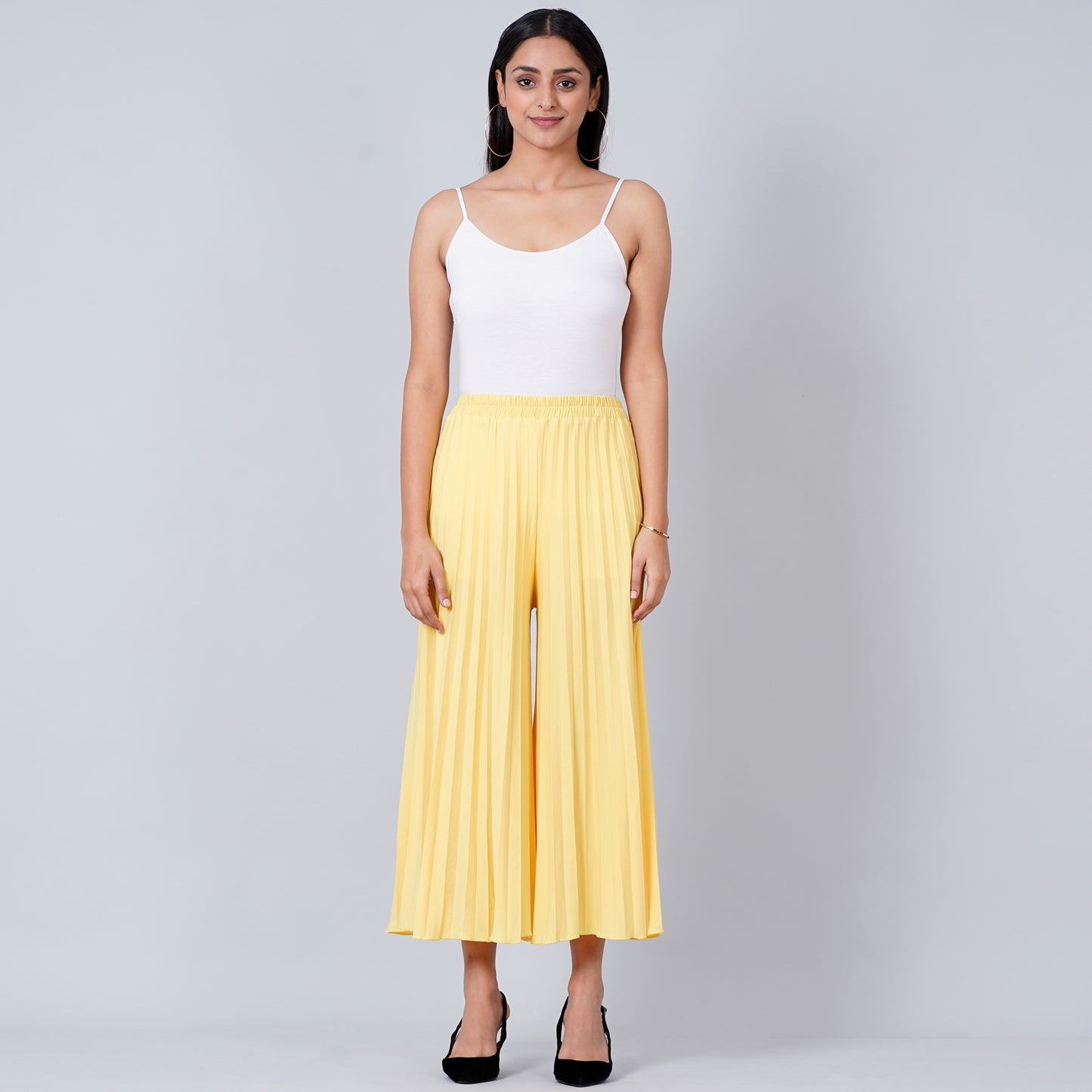 Yellow Wide Leg Pleated Palazzo