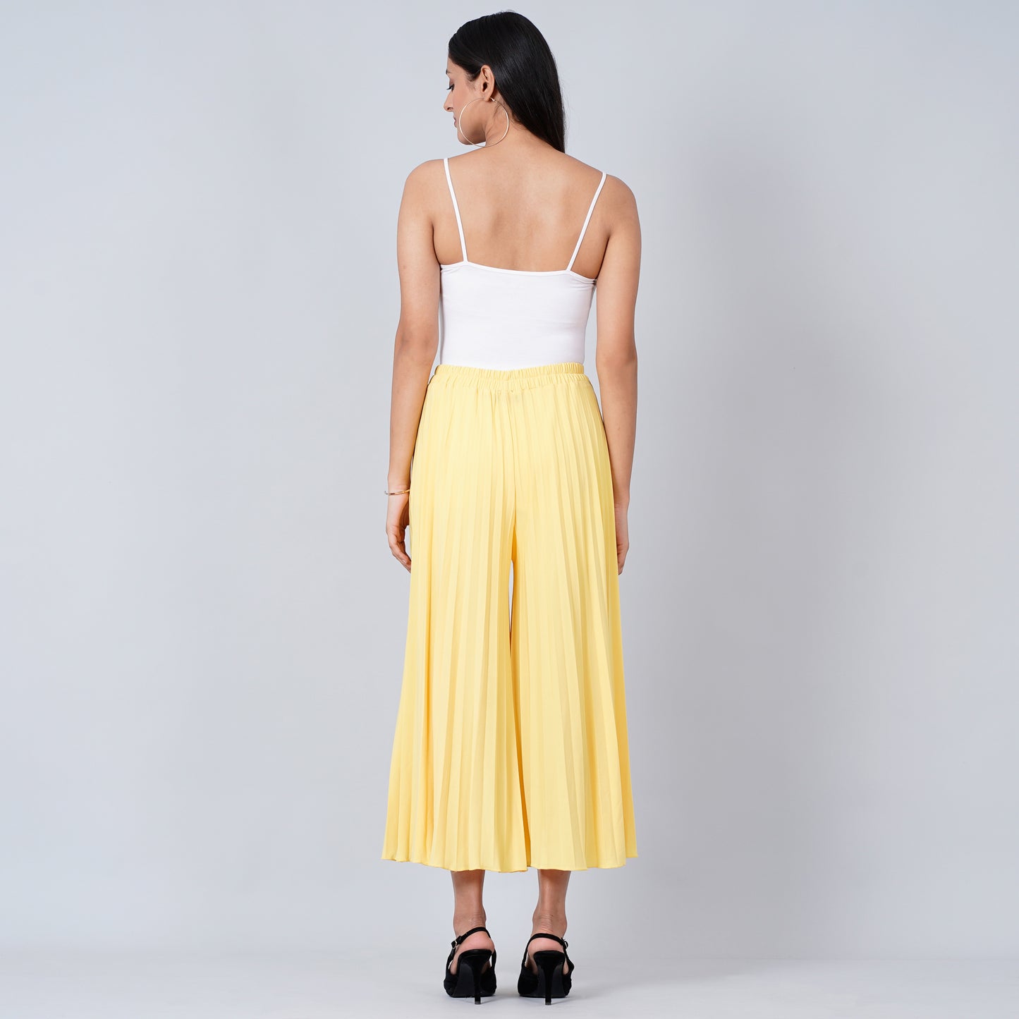 Yellow Wide Leg Pleated Palazzo