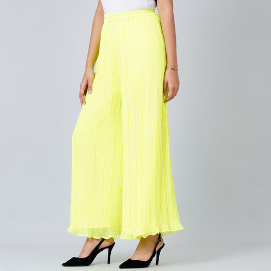 Neon Green Pleated Palazzo