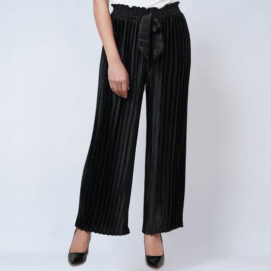 Black Pleated Palazzo