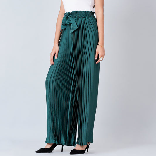 Bottle Green Pleated Palazzo