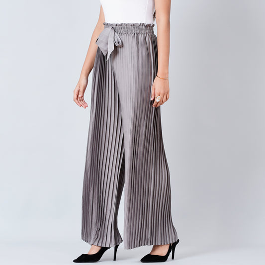 Charcoal Grey Pleated Palazzo