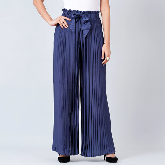 Navy Blue Pleated Palazzo