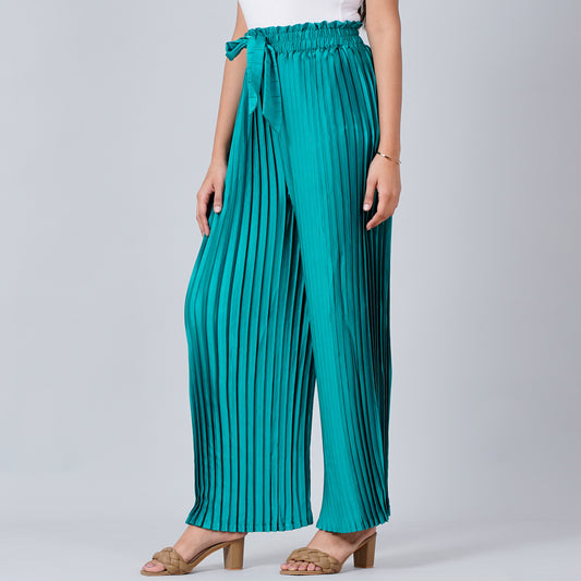 Turquoise Pleated Palazzo