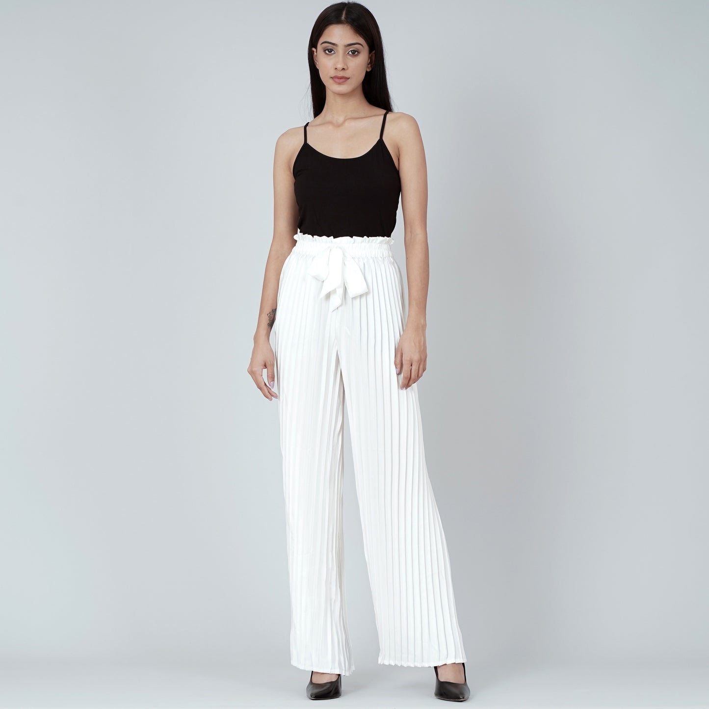 White Pleated Palazzo
