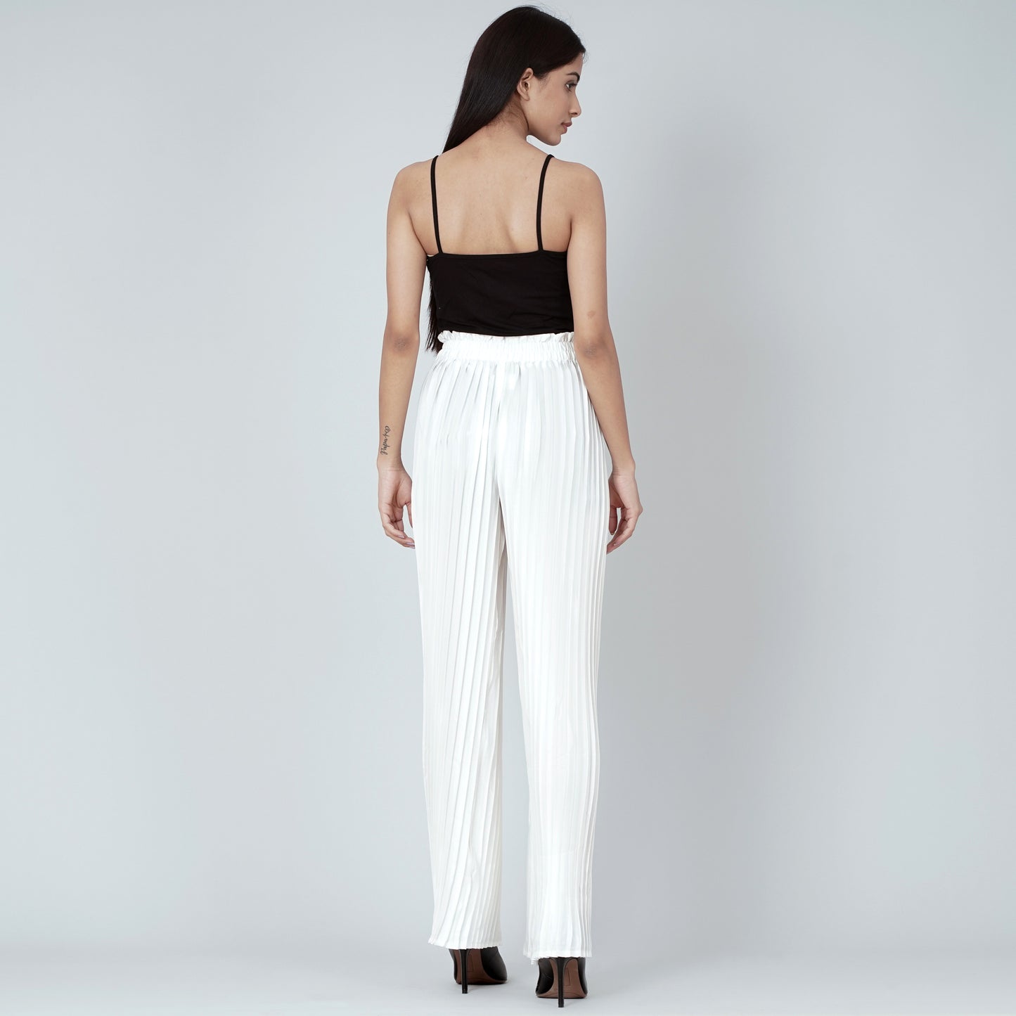 White Pleated Palazzo