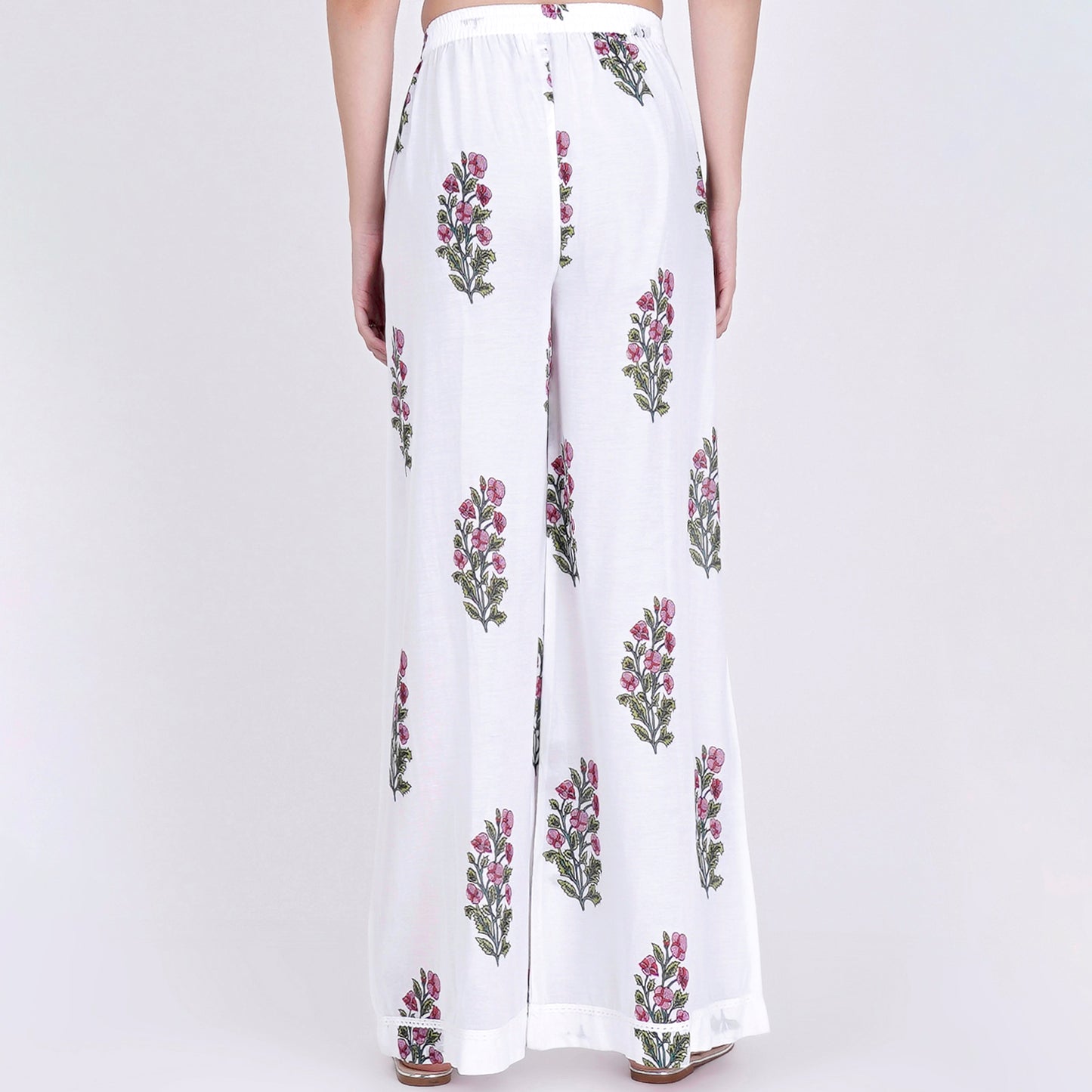 White Floral Pants