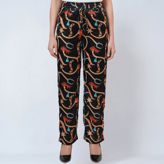 Black Chain Print Palazzo