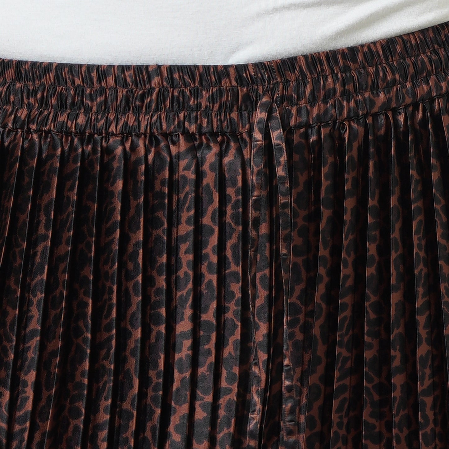 Brown Animal Print Pleated Palazzo