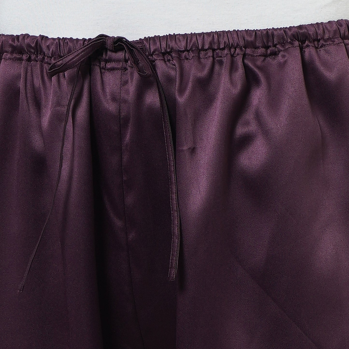 Purple Satin Straight Pants with Lace