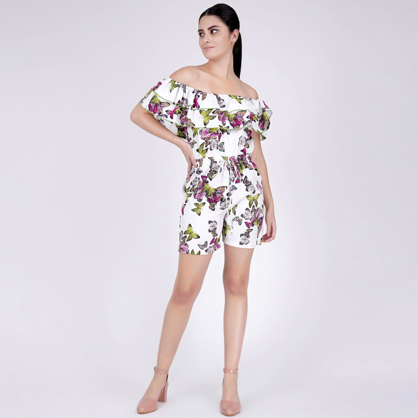 Multicoloured Ruffled Playsuit