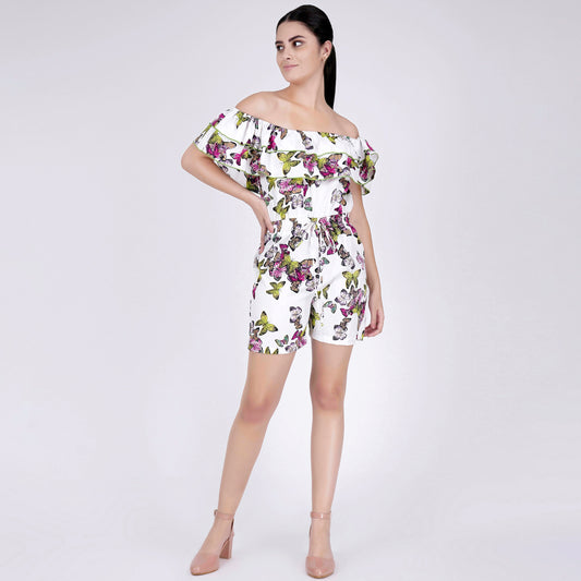 Multicoloured Ruffled Playsuit