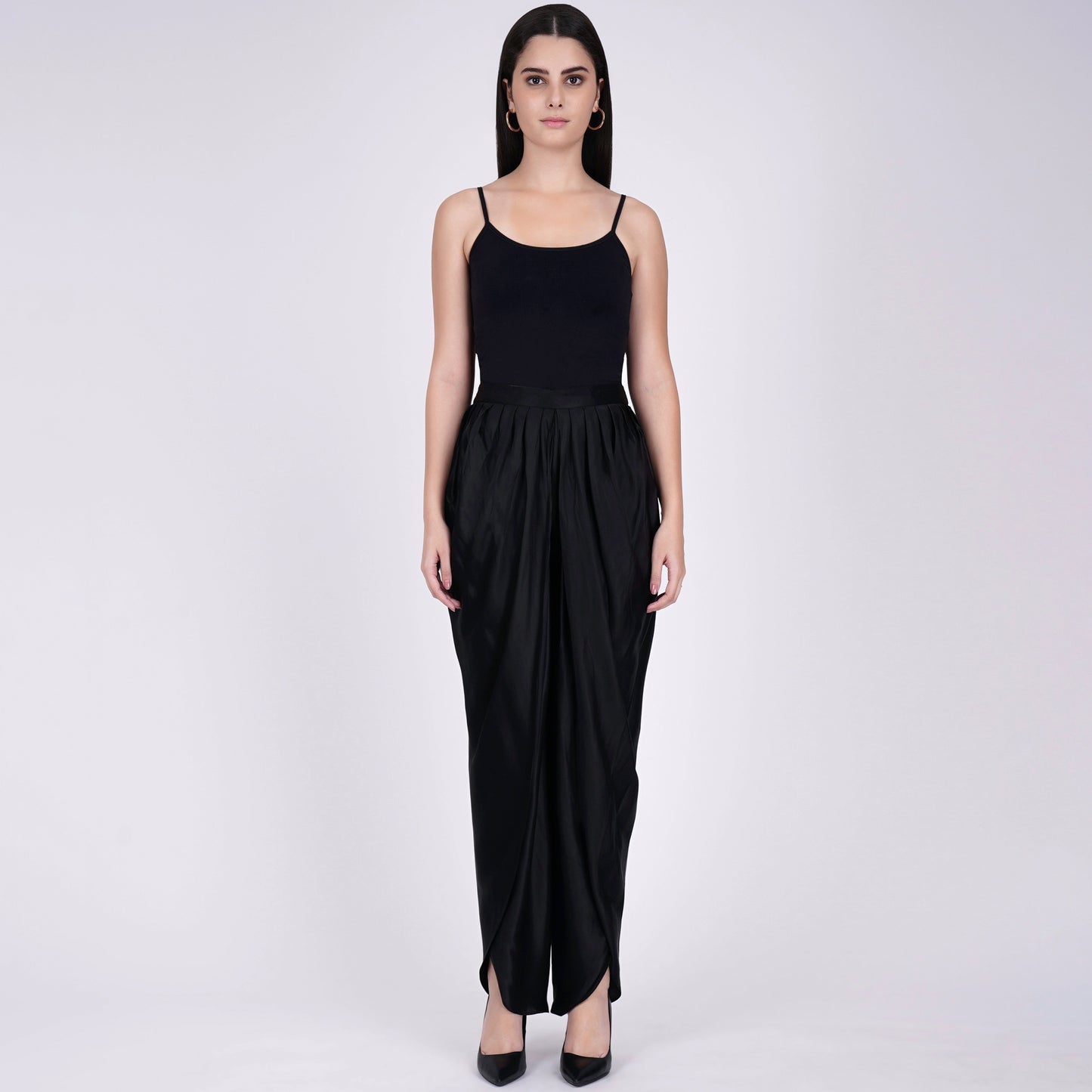 Black and White Paisley Tunic with Tulip Pants and Dupatta Set