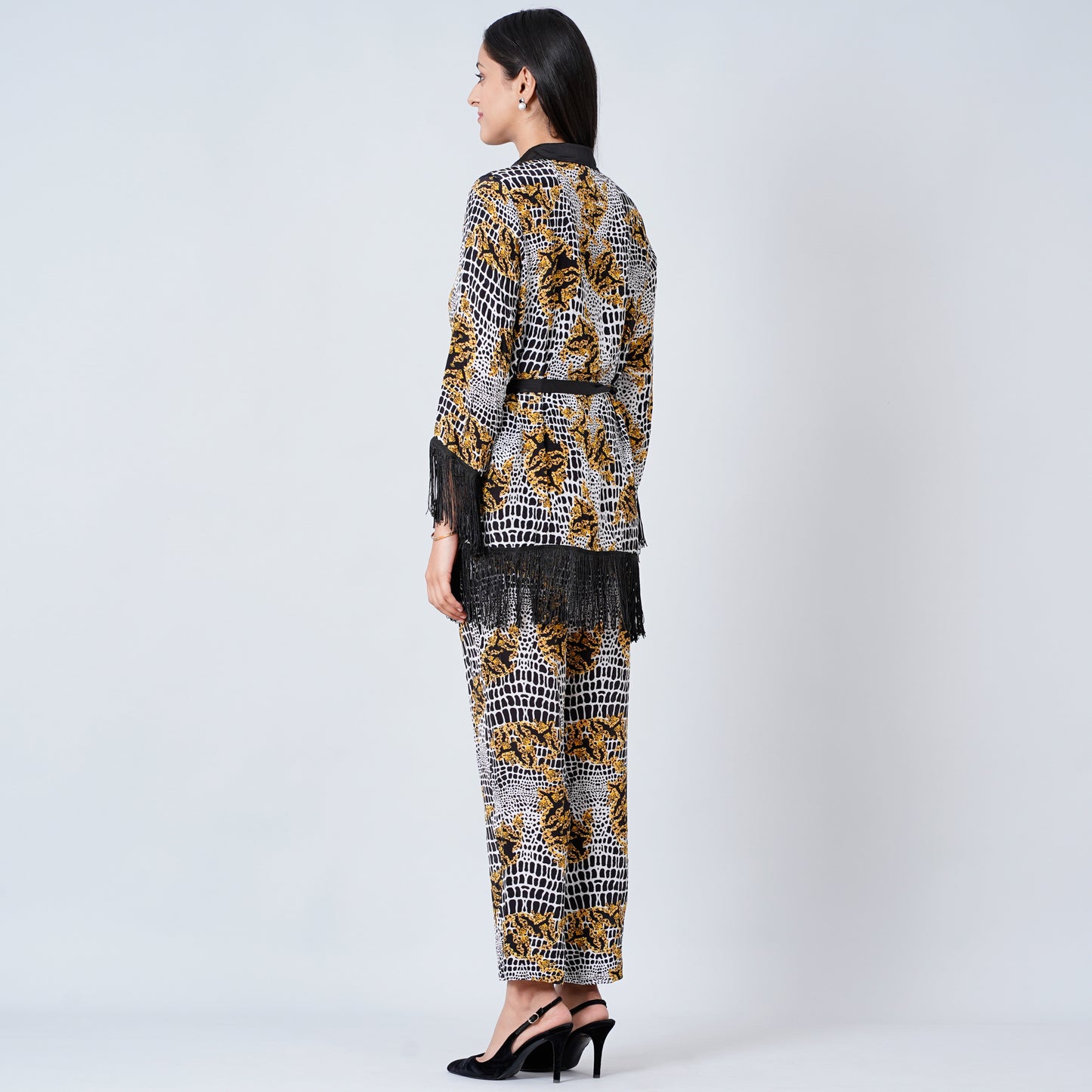 Yellow Baroque Animal Print Shirt and Palazzo Set