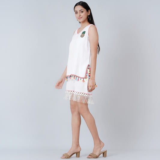 White Summer Top with Shorts Set