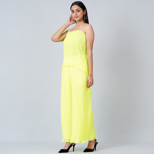 Neon Green Camisole and Pleated Palazzo Set