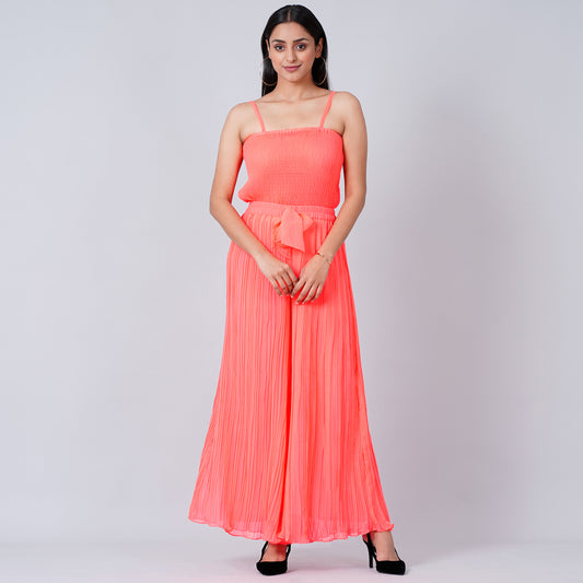Neon Pink Camisole and Pleated Palazzo Set