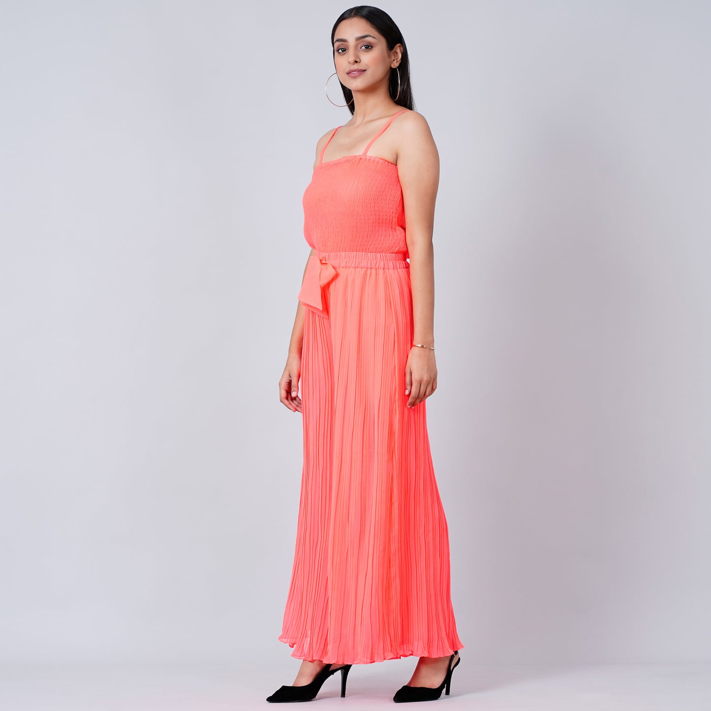 Neon Pink Camisole and Pleated Palazzo Set