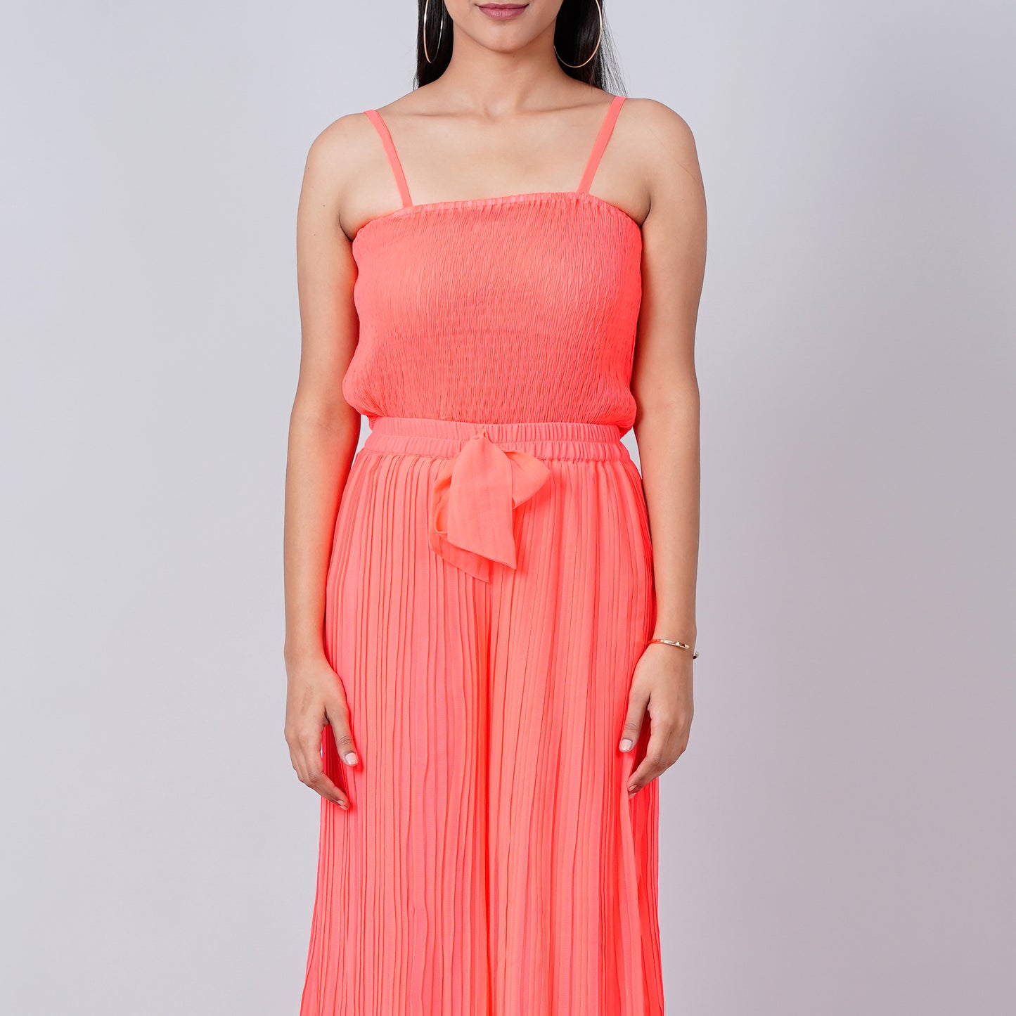 Neon Pink Camisole and Pleated Palazzo Set