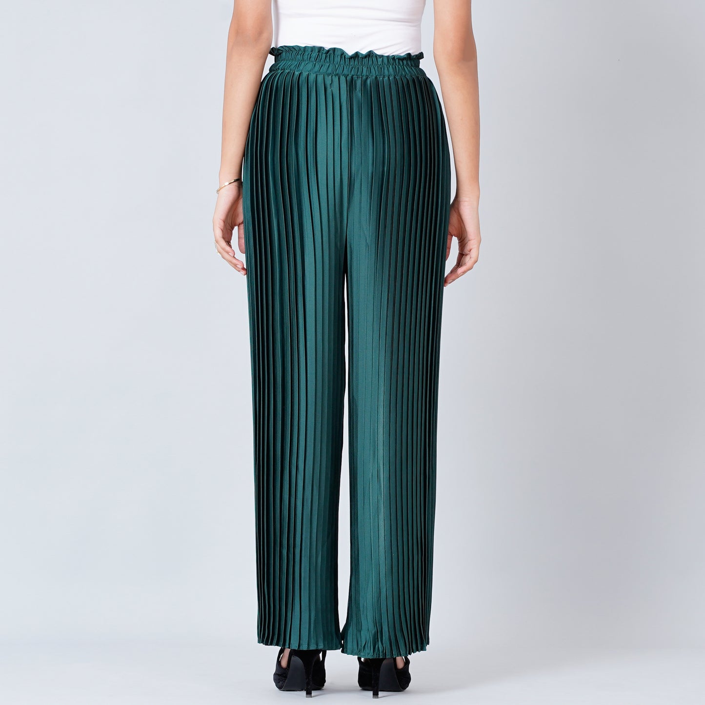 Green Floral Top and Pleated Palazzo Set