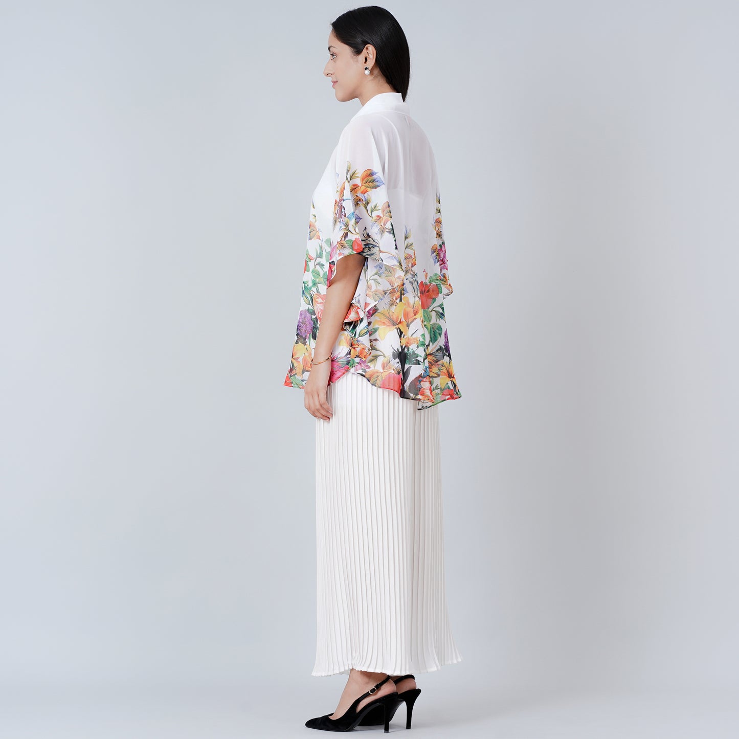 Multicoloured Floral Top and Pleated Palazzo Set