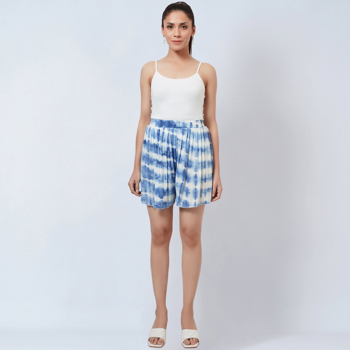Blue Tie-Dye Camisole and Shorts Set
