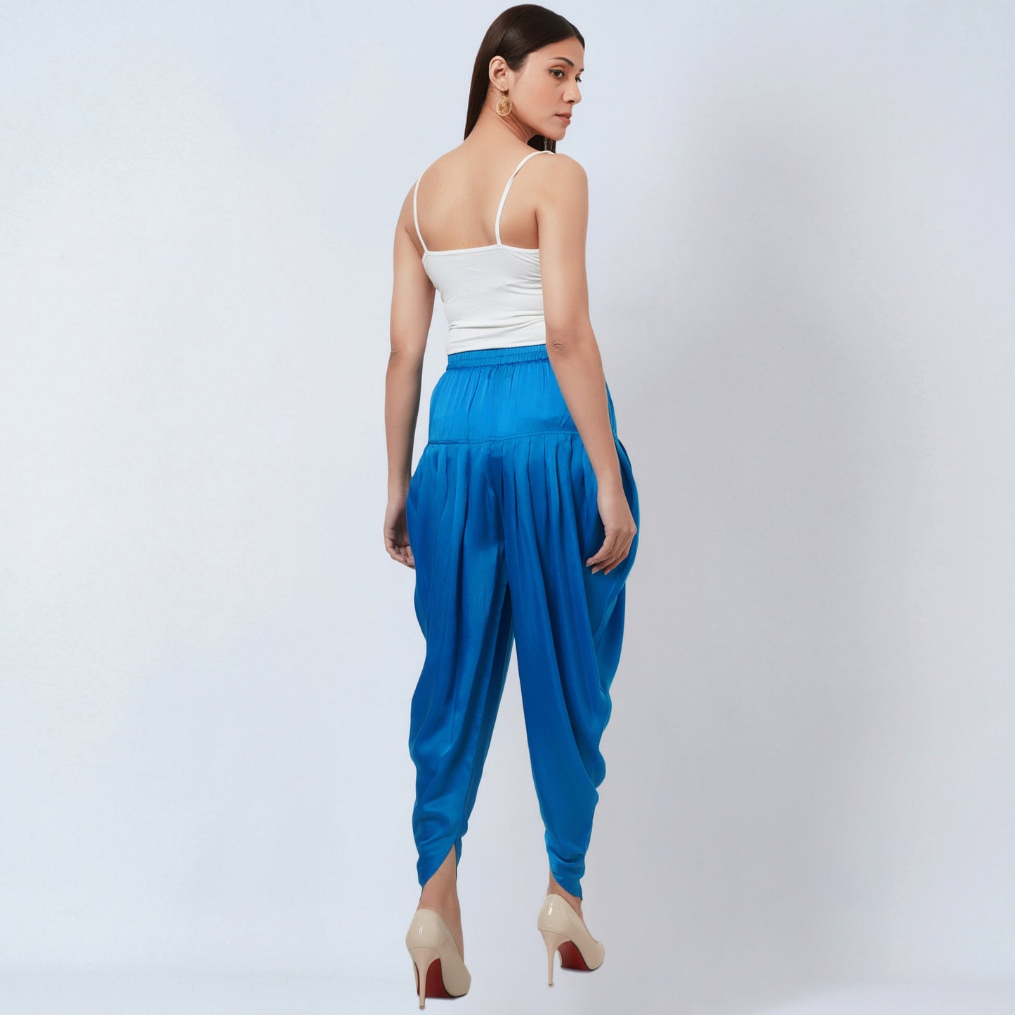Pink and Blue Bandhani Tunic with Blue Dhoti Pants Set