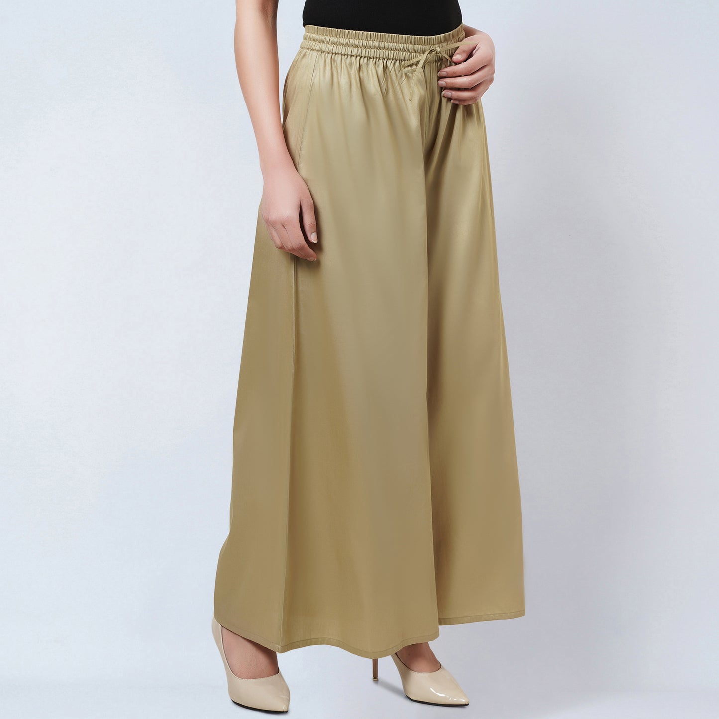 Sand Sequinned Shirt Dress and Wide Leg Pants