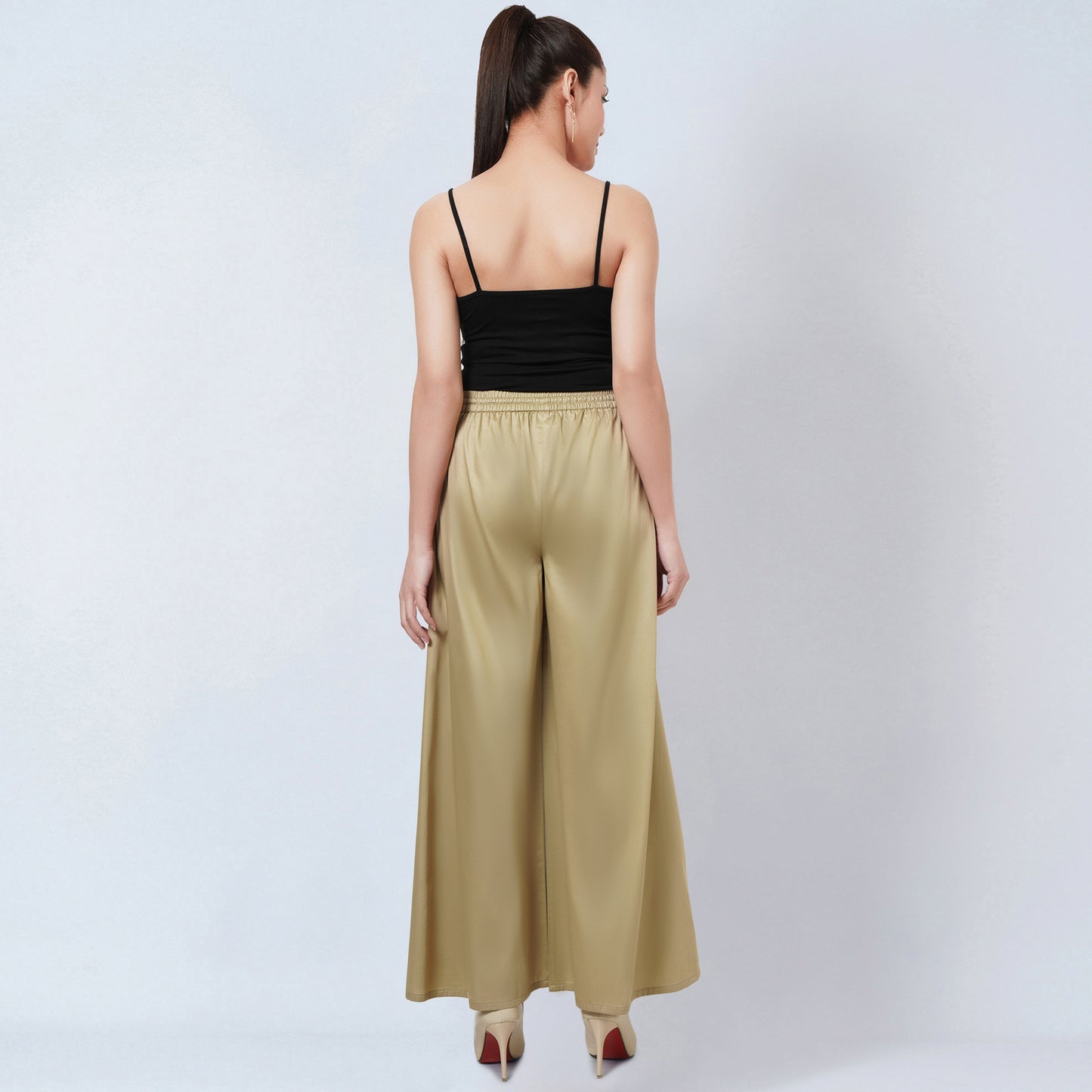 Sand Sequinned Shirt Dress and Wide Leg Pants