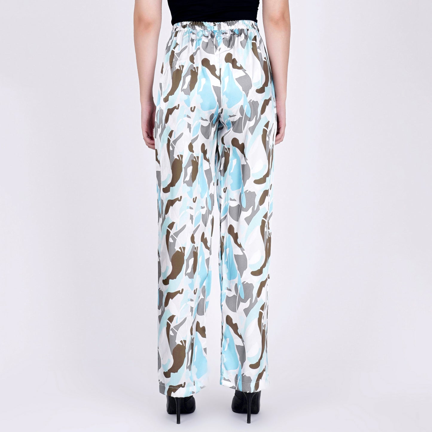 Aqua Abstract Camouflage Printed Shirt and Pants Set
