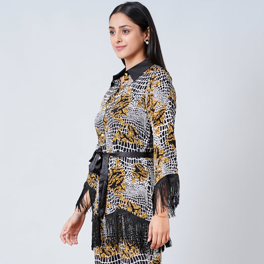 Yellow Baroque Animal Print Shirt