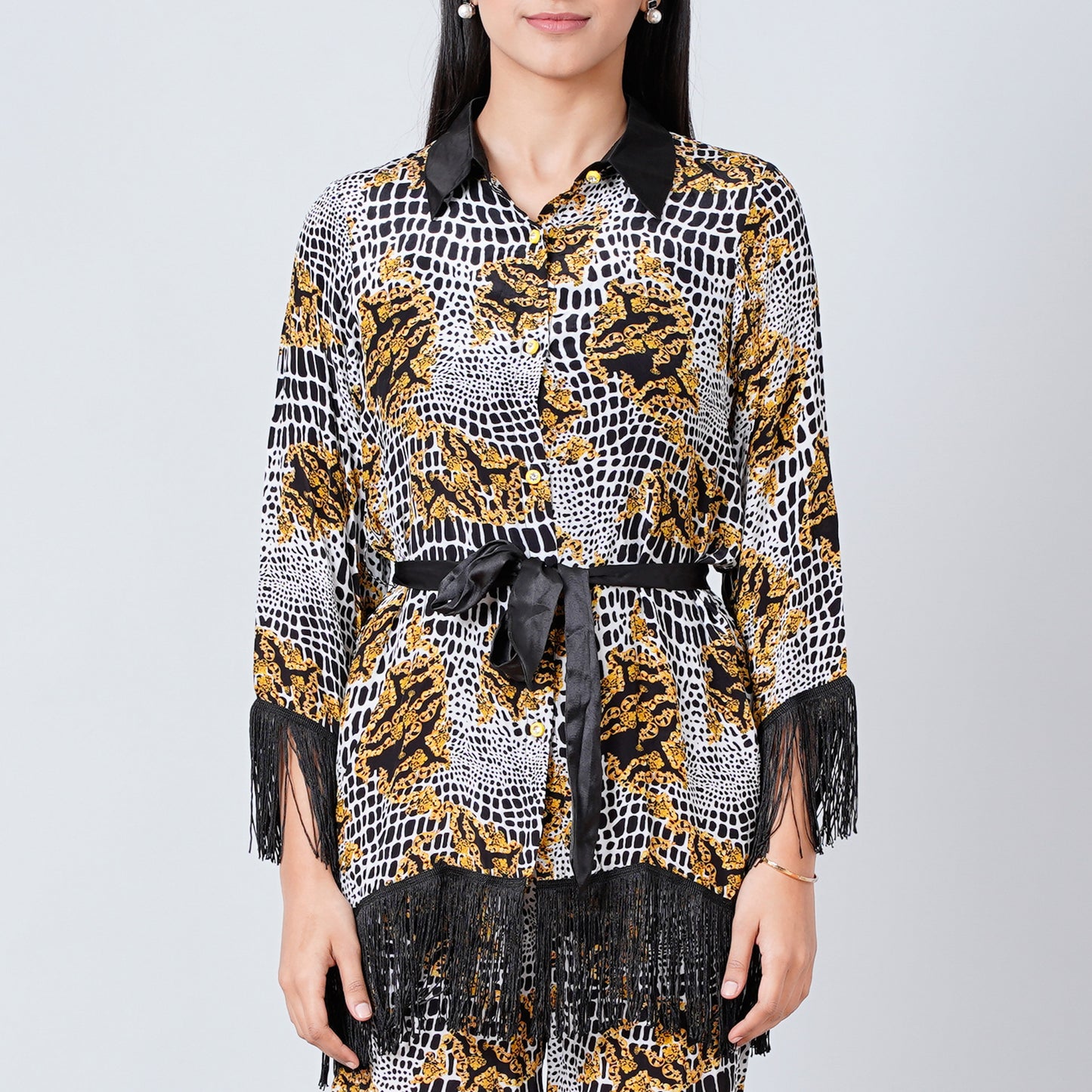 Yellow Baroque Animal Print Shirt
