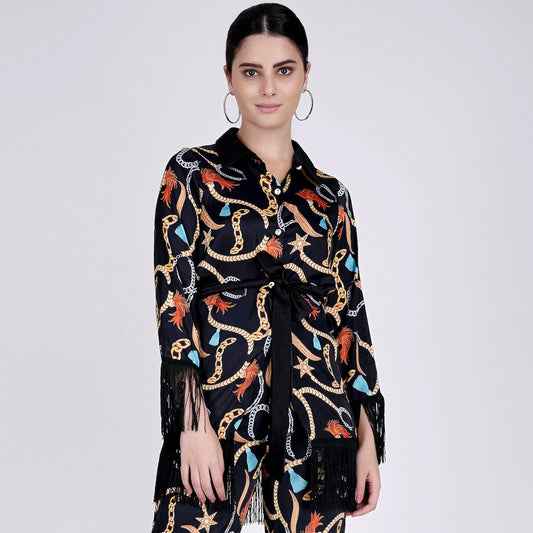 Black Chain Print Shirt