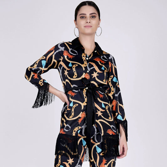 Black Chain Print Shirt