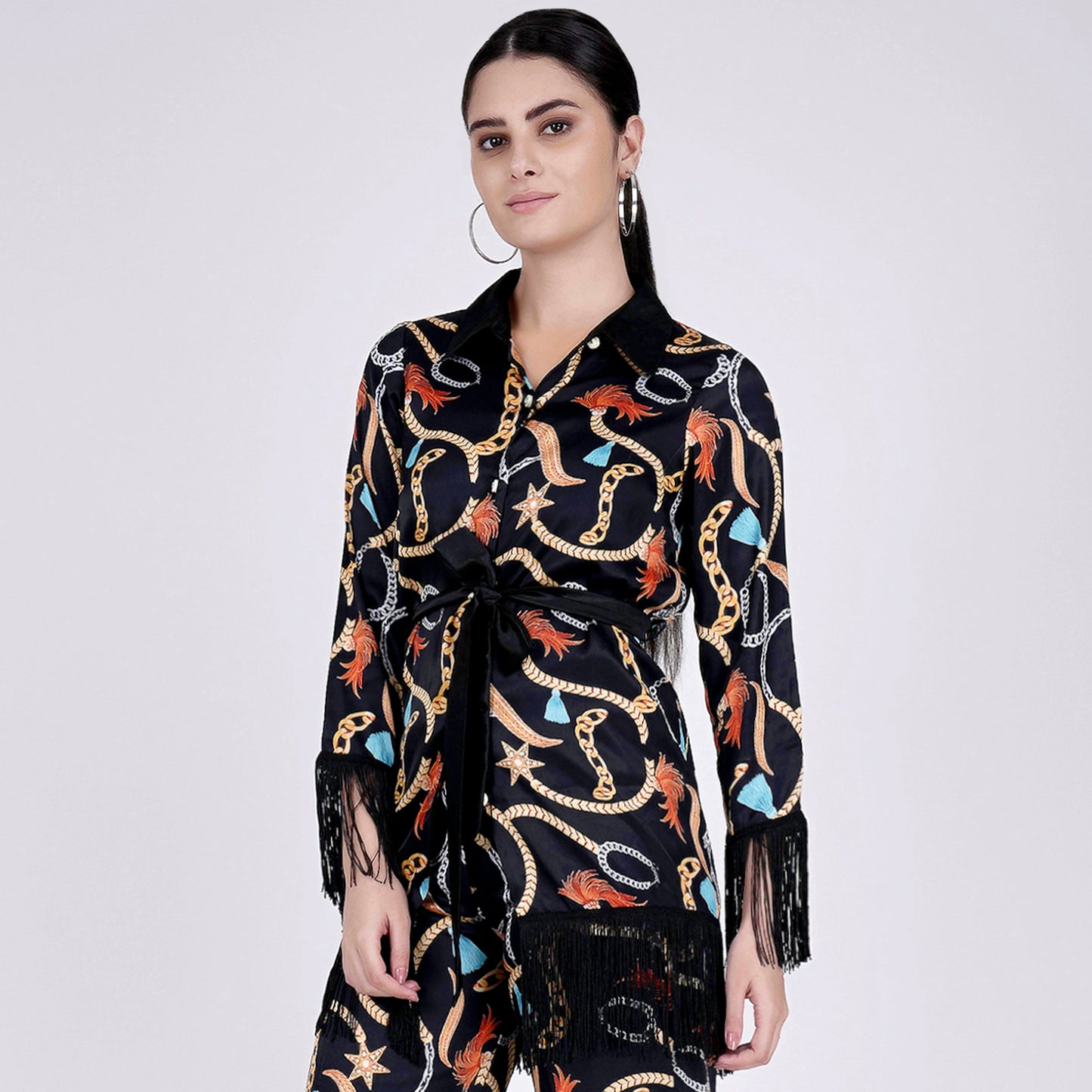 Black Chain Print Shirt