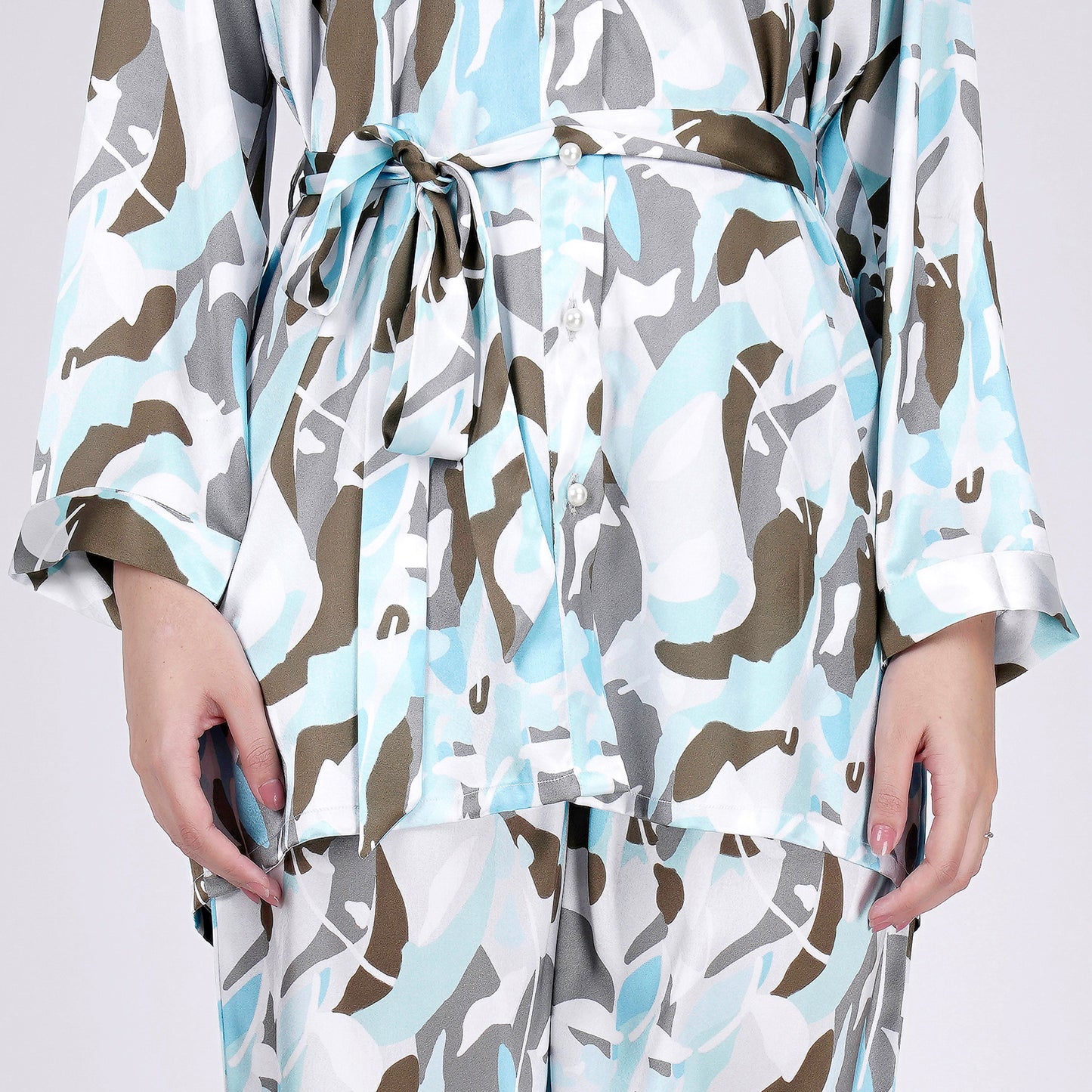 Aqua Abstract Camouflage Printed Shirt