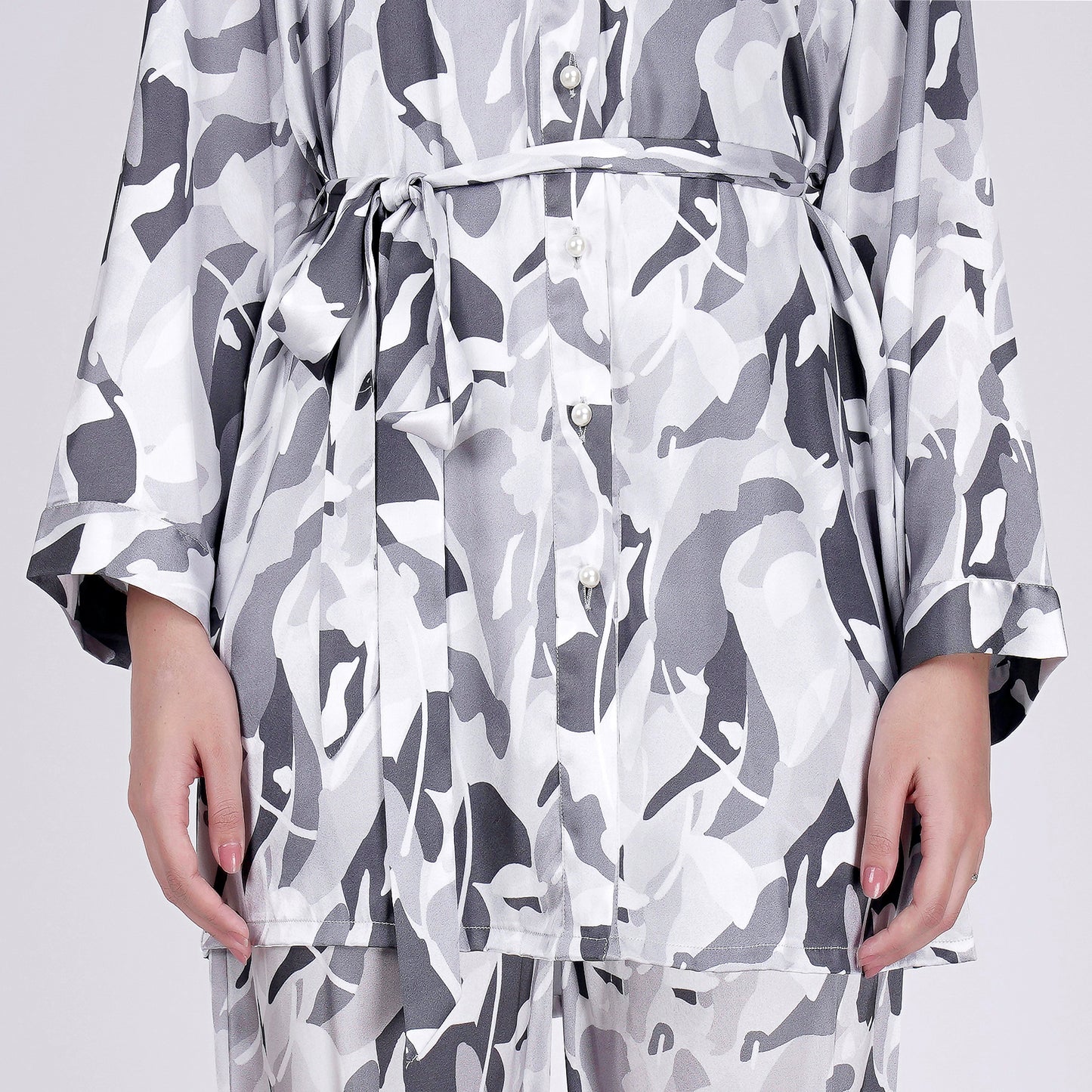 Grey Abstract Camouflage Printed Shirt