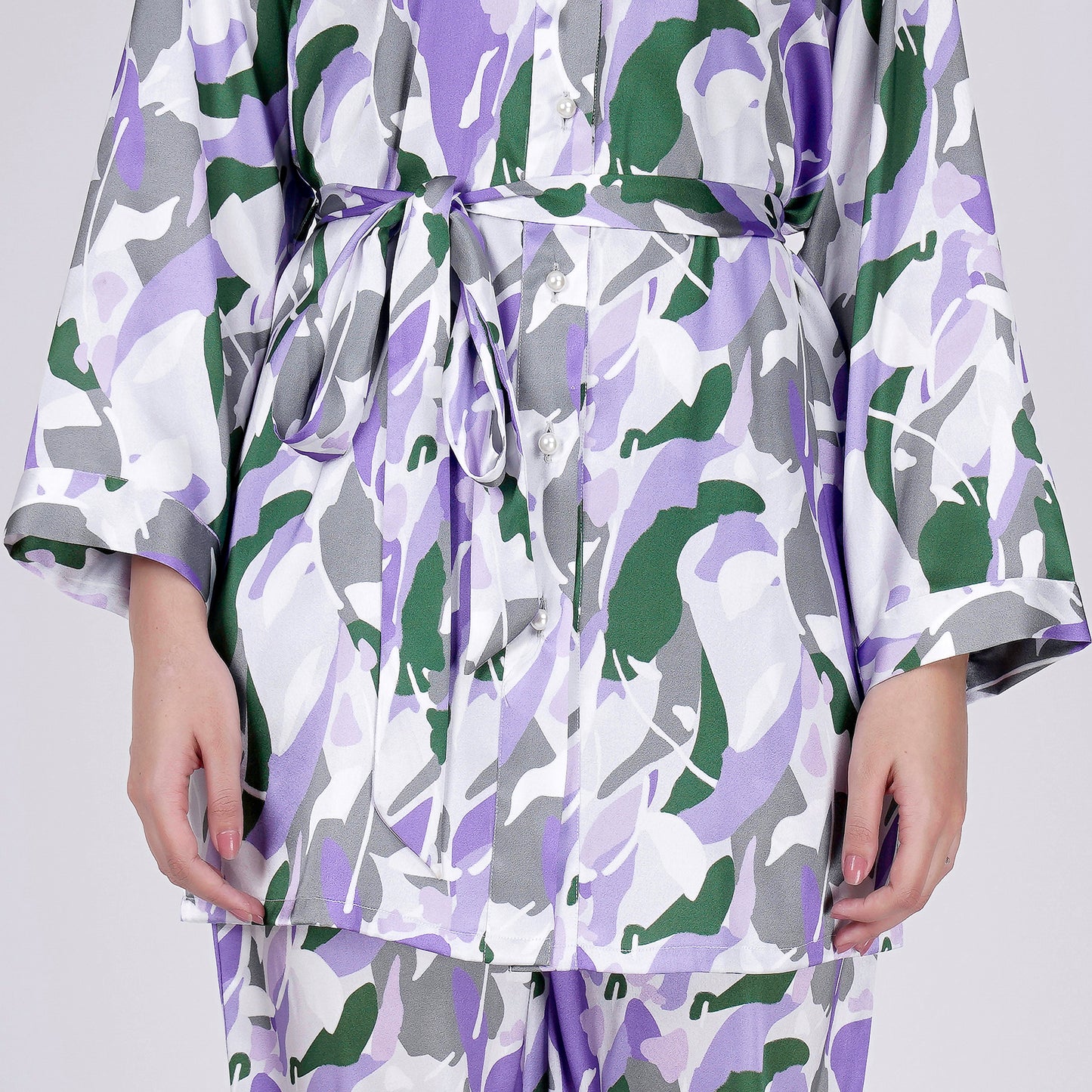 Purple Abstract Camouflage Printed Shirt