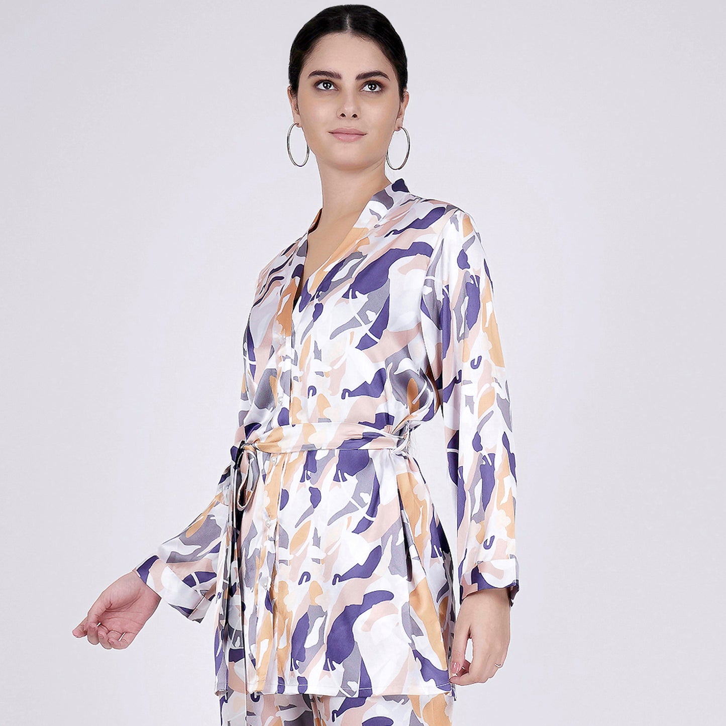 Tan Abstract Camouflage Printed Shirt