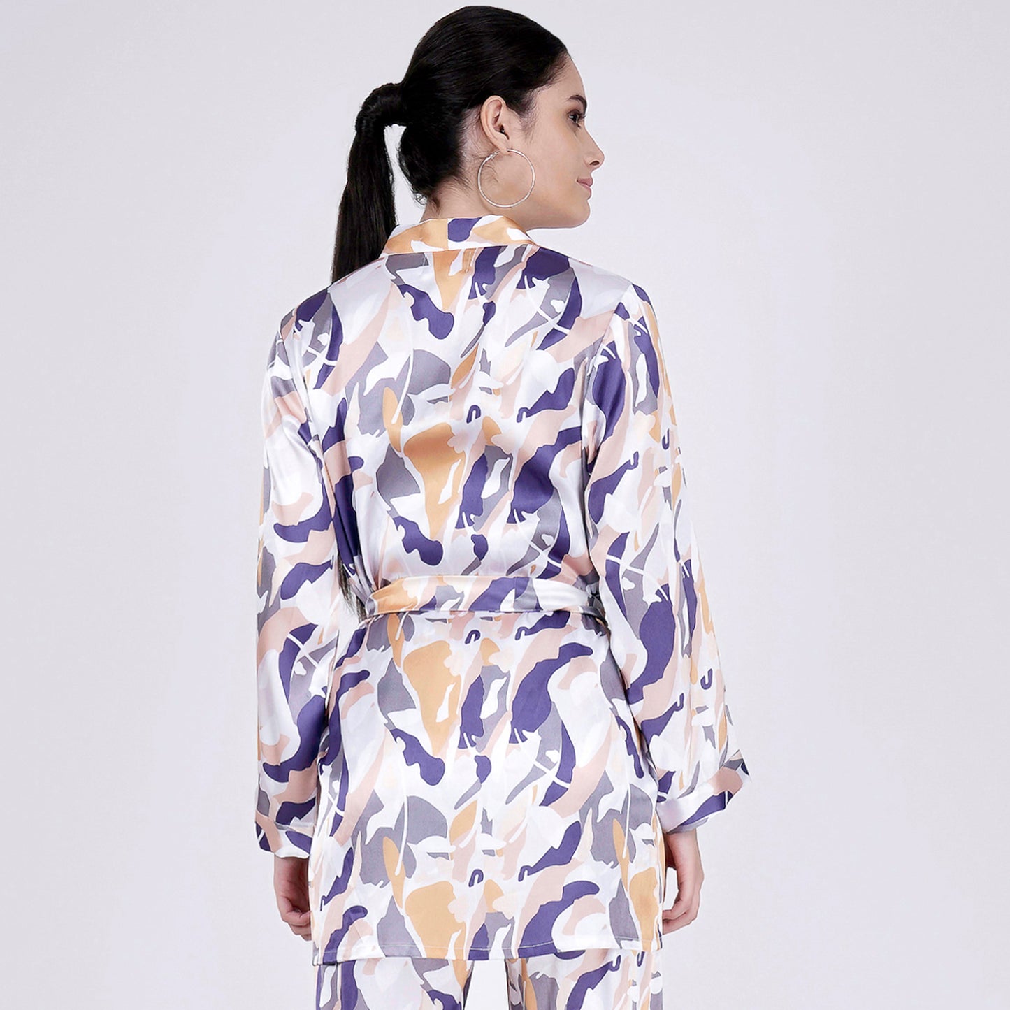 Tan Abstract Camouflage Printed Shirt