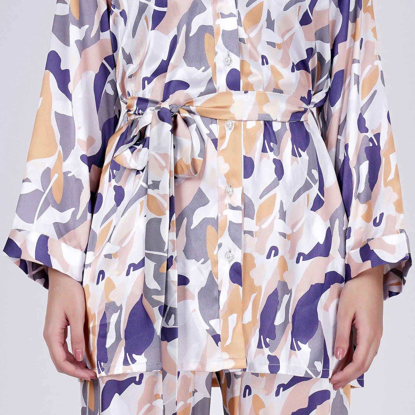 Tan Abstract Camouflage Printed Shirt